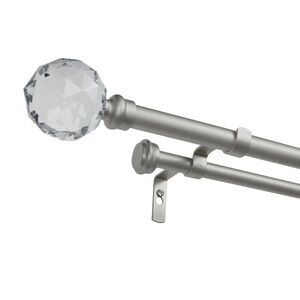 Double Curtain Rod with Faux Crystal Finials